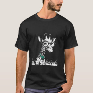 Cute Giraffe Glasses Funny Animal Lover Cool Casua T-Shirt