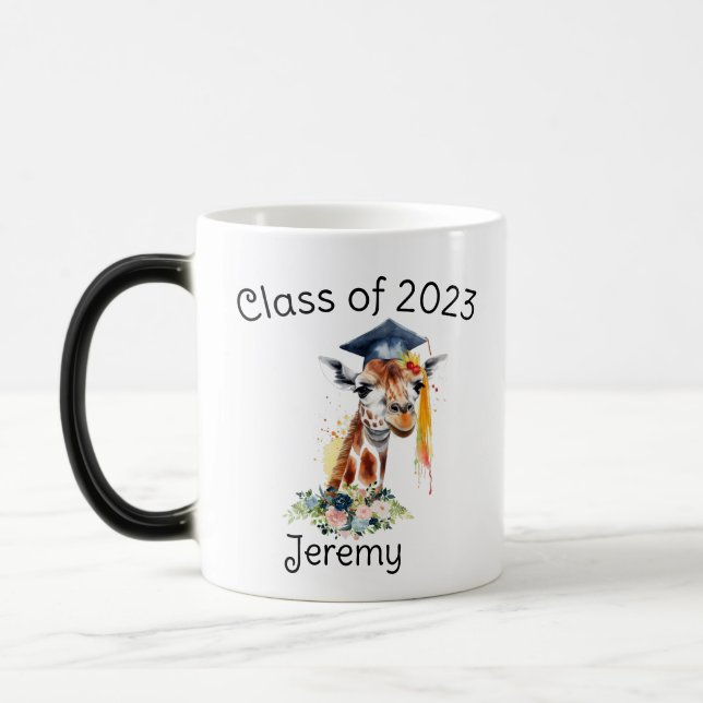 Cute Giraffe Graduation Gift Magic Mug (Left)
