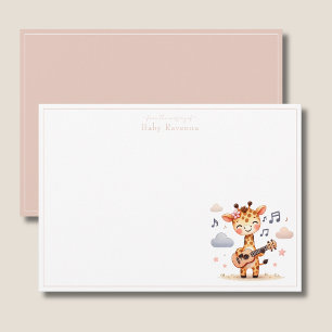 Cute Giraffe Guitar Baby Shower Nursery Thank You  Card