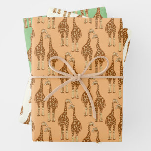 Cute Giraffe Hand-Illustrated Whimsical Wildlife Wrapping Paper Sheet