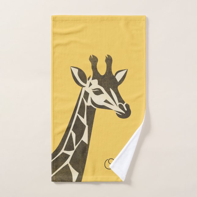 Cute giraffe head decoration bath towel set (Hand Towel)