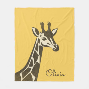 Cute giraffe head decoration fleece blanket