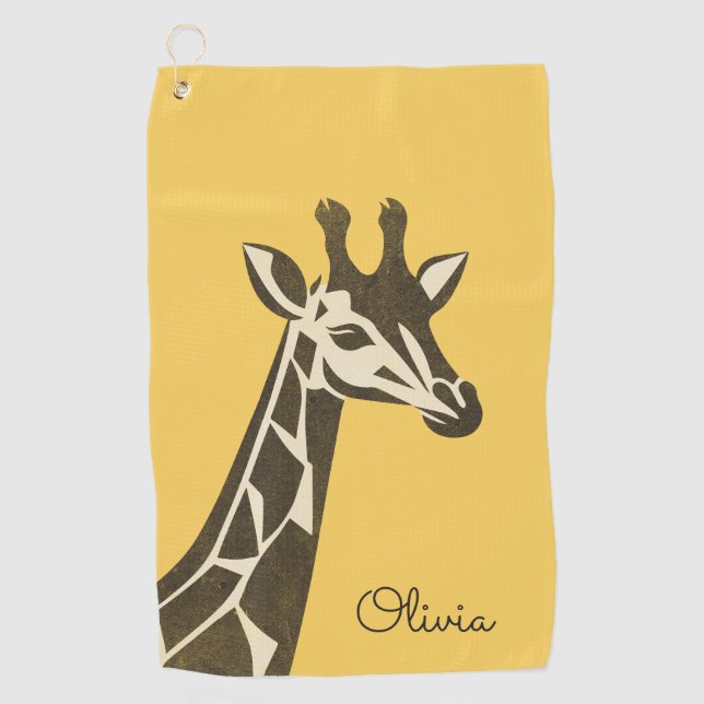 Cute giraffe head decoration golf towel (Front)