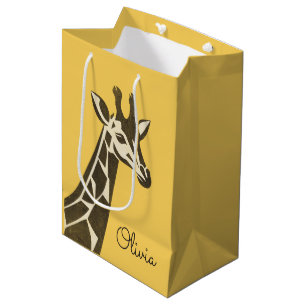 Cute giraffe head decoration medium gift bag
