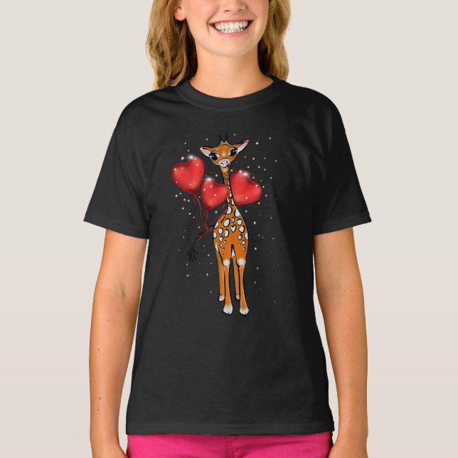 Cute giraffe | heart balloons T-Shirt (Front)