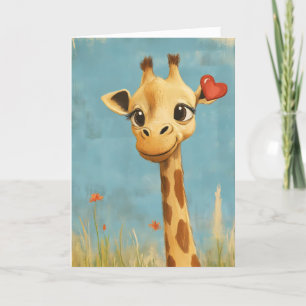 Cute Giraffe Heart Holiday Card
