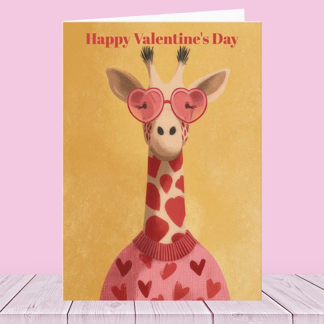 Cute Giraffe Hearts Pullover Valentine`s Day Card  (Creator Uploaded)