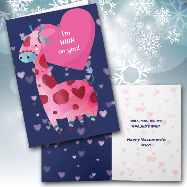 Cute Giraffe High on You Valentine Card (Creator Uploaded)
