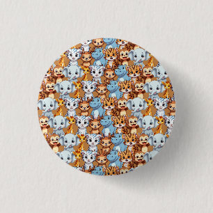 Cute giraffe hippo wild jungle safari Pattern 3 Cm Round Badge