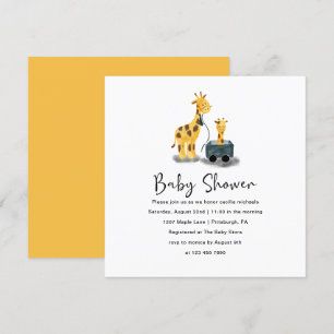 Cute Giraffe Illustration Baby Shower Invitation