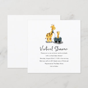 Cute Giraffe Illustration Virtual Baby Shower Invitation