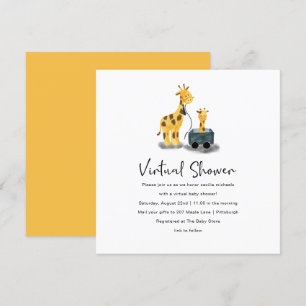 Cute Giraffe Illustration Virtual Baby Shower Invitation