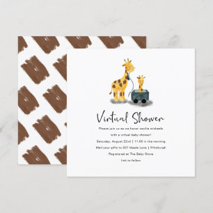 Cute Giraffe Illustration Virtual Baby Shower Invitation