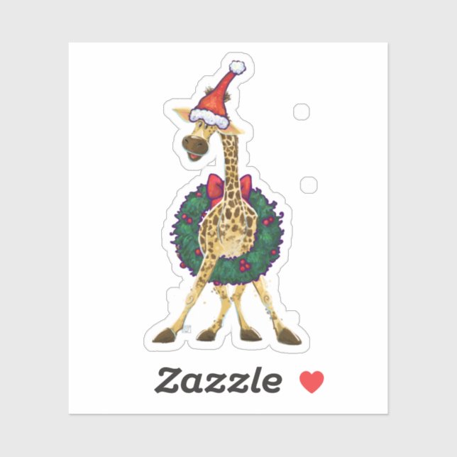 Cute Giraffe in a Santa Hat Sticker (Sheet)