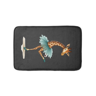 Cute giraffe in a tutu dancing as a ballerina, gif bath mat