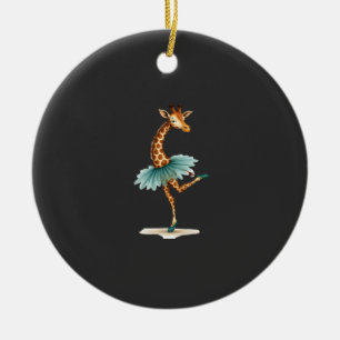 Cute giraffe in a tutu dancing as a ballerina, gif ceramic tree decoration