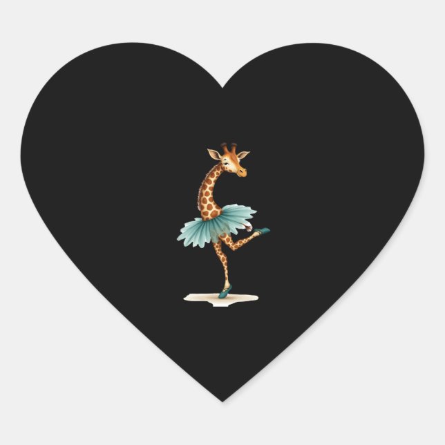Cute giraffe in a tutu dancing as a ballerina, gif heart sticker (Front)