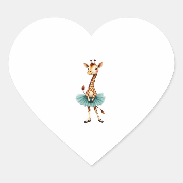 Cute giraffe in a tutu dancing as a ballerina, gif heart sticker (Front)