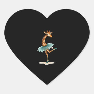 Cute giraffe in a tutu dancing as a ballerina, gif heart sticker