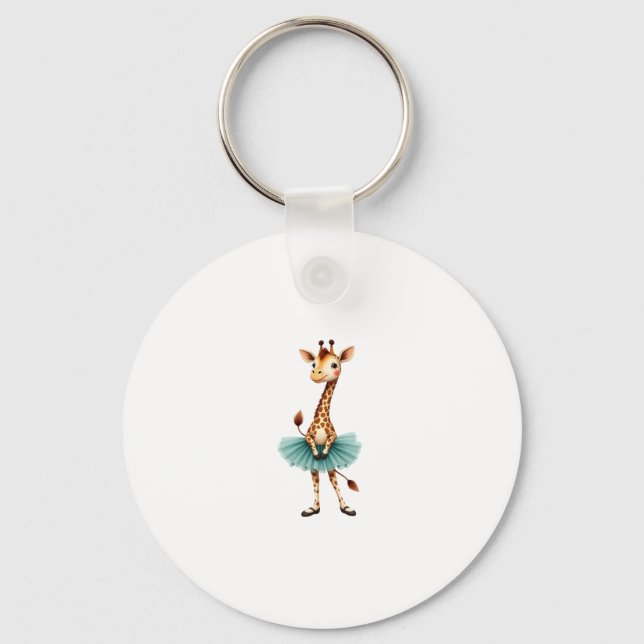 Cute giraffe in a tutu dancing as a ballerina, gif key ring (Front)