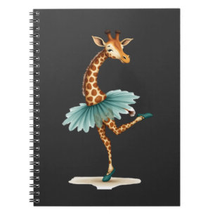 Cute giraffe in a tutu dancing as a ballerina, gif notebook