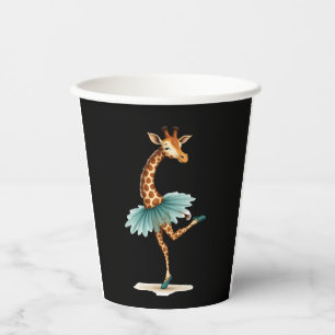 Cute giraffe in a tutu dancing as a ballerina, gif paper cups