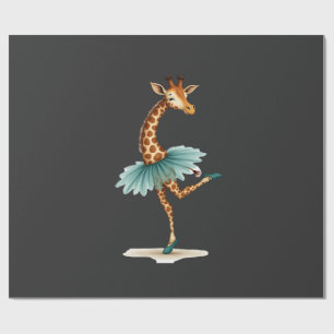 Cute giraffe in a tutu dancing as a ballerina, gif wrapping paper