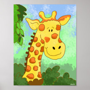 Cute Giraffe in Jungle Art Print Children's Room