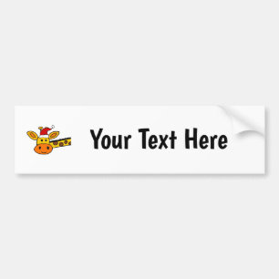 Cute Giraffe in Santa Hat Christmas Cartoon Bumper Sticker