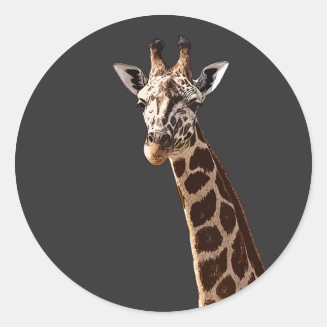 Cute Giraffe Is Looking At You! Classic Round Sticker (Front)