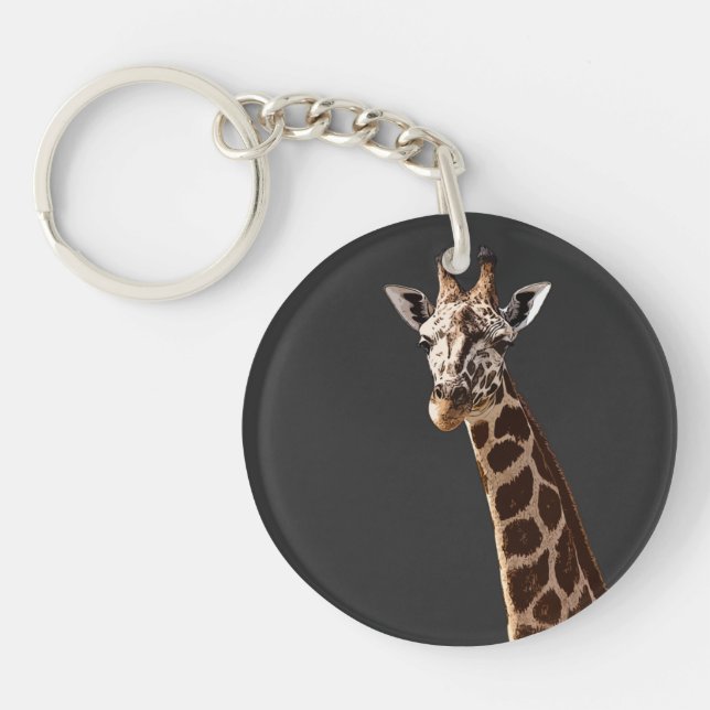 Cute Giraffe Is Looking At You! Key Ring (Front)