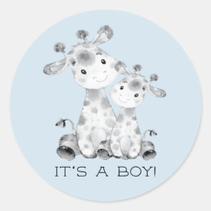 Cute Giraffe It' a Boy Favour Sticker