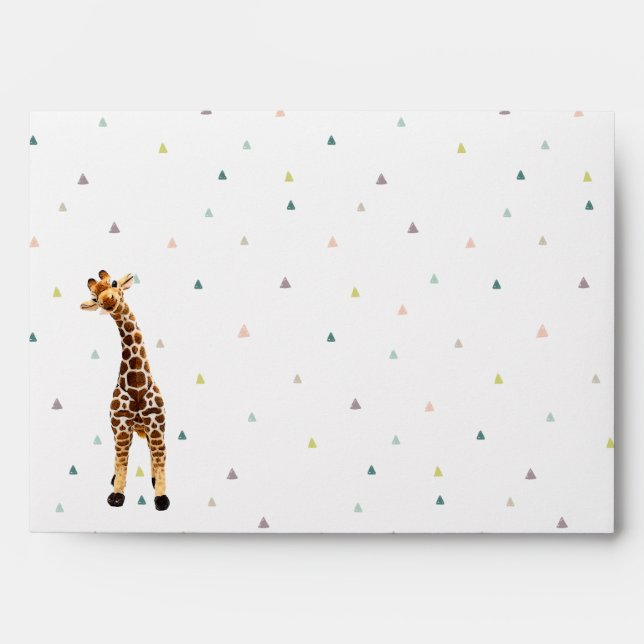Cute Giraffe Jungle Animal Birthday Baby Shower Envelope (Front)