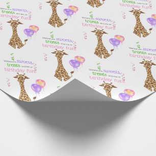 Cute Giraffe Jungle Animal Birthday Party Wrapping Paper