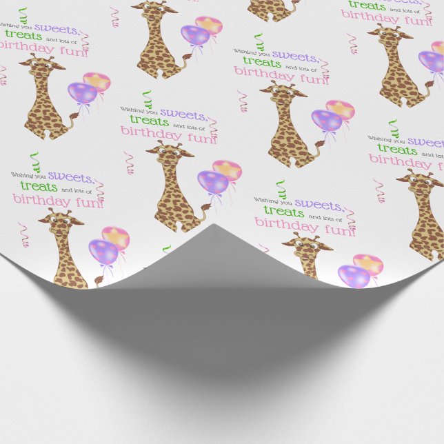 Cute Giraffe Jungle Animal Birthday Party Wrapping Paper (Corner)