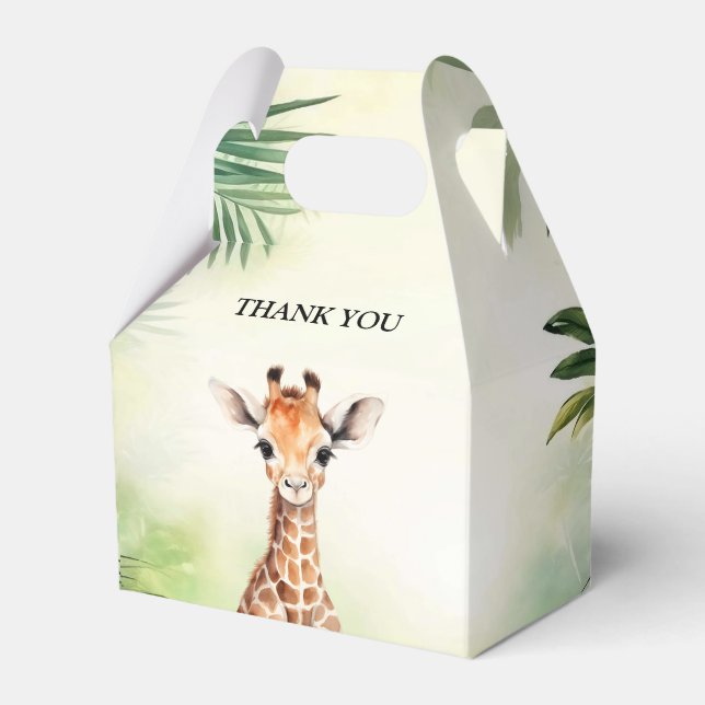Cute Giraffe Jungle Baby Shower Party Beautiful Favour Box (Front Side)