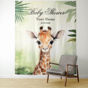 Cute Giraffe Jungle Baby Shower Party Beautiful Tapestry