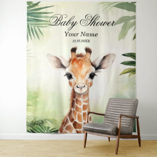 Cute Giraffe Jungle Baby Shower Party Beautiful Tapestry