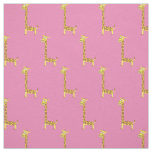 Cute Giraffe Kids Baby Nursery Light Pink Fabric