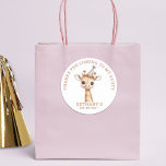 Cute Giraffe Kids Birthday Party Thank You Classic Round Sticker<br><div class="desc">. Cute Giraffe Kids Birthday Party Thank You. The text can be easily personalised to your own details.</div>