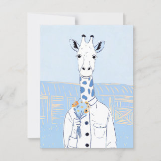 Cute giraffe light blue pop art postcard