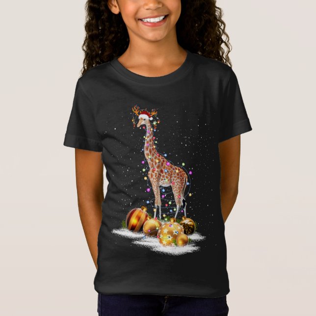 Cute Giraffe Lights Santa Hat Sweater Xmas Tree Ch (Front)