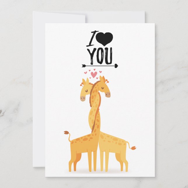 Cute giraffe love card for Valentine's Day (Front)
