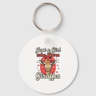 Cute Giraffe Lover Vintage Girl Shirt Design_1 Key Ring