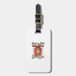 Cute Giraffe Lover Vintage Girl Shirt Design_1 Luggage Tag