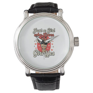Cute Giraffe Lover Vintage Girl Shirt Design_1 Watch