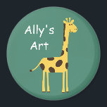 Cute Giraffe Magnet<br><div class="desc">Customised magnets ideal for displaying your children's art on the fridge. Optional background colour.</div>
