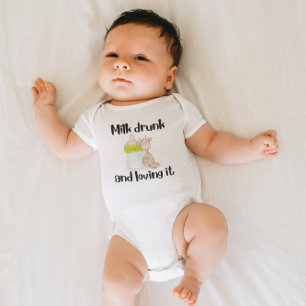Cute Giraffe Milk Drunk  Baby Bodysuit