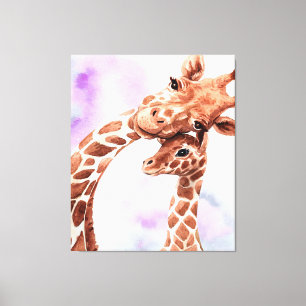 Cute Giraffe Mum And Baby, Gift For Daughter Canvas Print