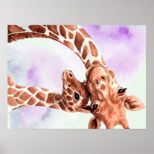 Cute Giraffe Mum And Baby, Gift For Daughter Poster